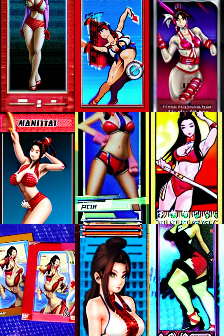 Prompt: mai shiranui trading card