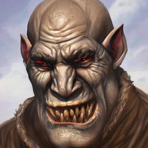 Image similar to detailed portrait painting of a orc gentleman