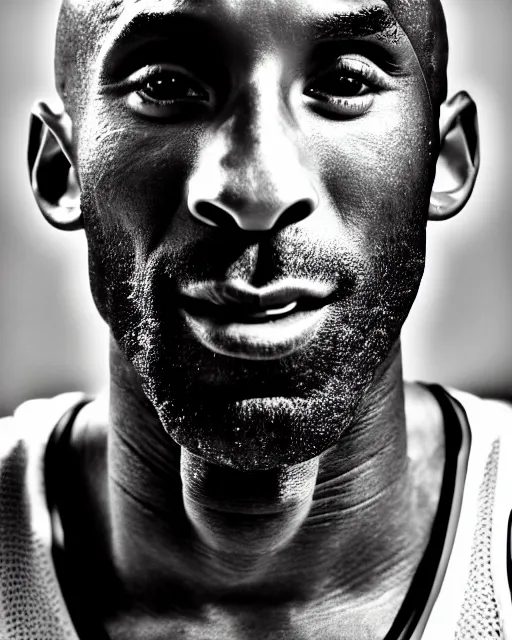 Prompt: close up portrait of kobe bryant, wrinkled, in his 7 0 s. photography by ansel adams, 1 5 mm lens, in his study, trending on artstation