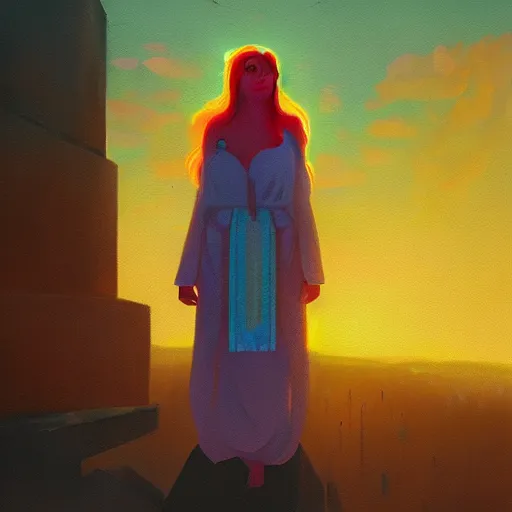 Prompt: portrait, palutena. surreal photography, sunrise, blue sky, dramatic light, impressionist painting, digital painting, artstation, simon stalenhag