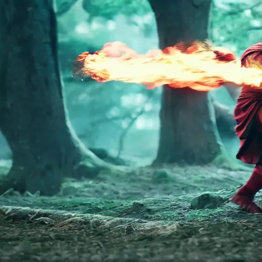 Image similar to cinematic film still of Chance The Rapper starring as a Samurai holding fire, Japanese CGI, VFX, 2022, 40mm lens, shallow depth of field, film photography