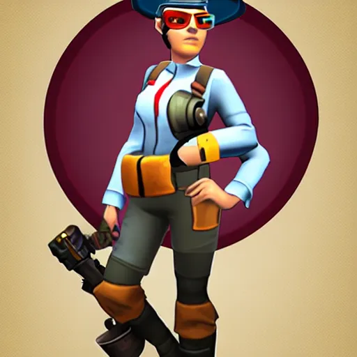 Image similar to engineer from team fortress 2 as a woman