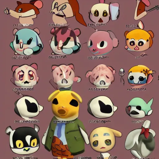 Image similar to anatomy study of animal crossing character in hell, pain, yeltsin