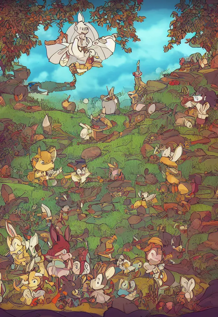 Prompt: , bunny kingdom fantasy ,digital art, illustration, stylized, cel shaded