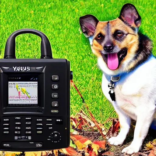 Image similar to dog talking on yaesu ft - 9 5 0 radio, ham radio, yaesu, icom, kenwood, noir, 4 k