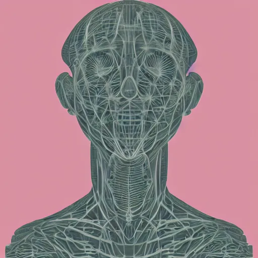 Image similar to a being created out of liminal space, minimalistic horror