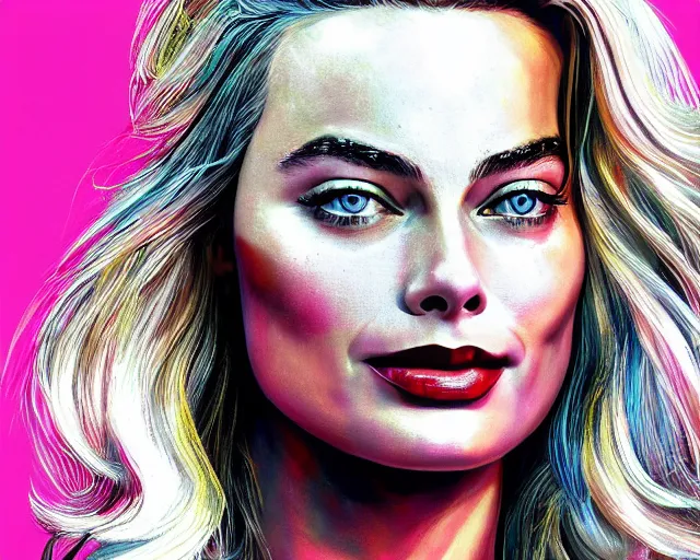 Image similar to led art of margot robbie, hyper detailed, award winning