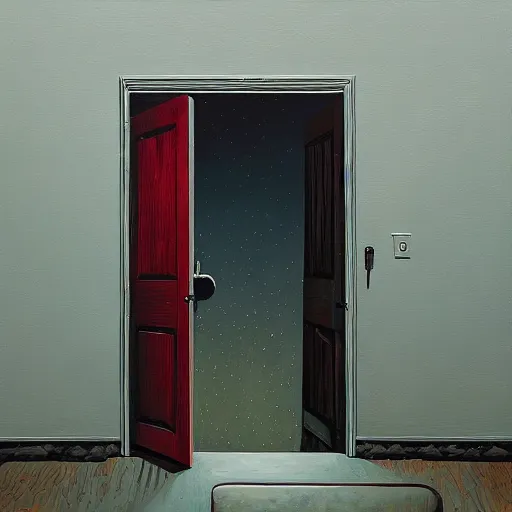 Prompt: a gust of night pushed its way in the door by jeffrey smith, oil on canvas