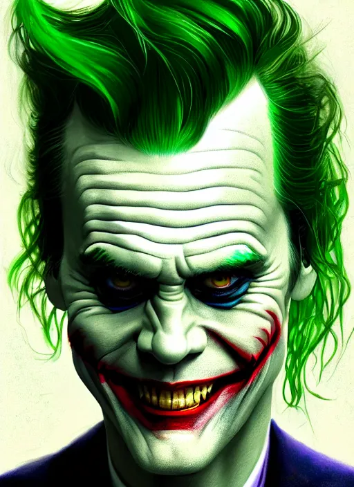 portrait of jim carrey as the joker, green hair, | Stable Diffusion ...