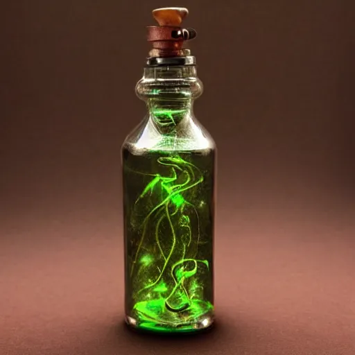 Image similar to potion bottle, full of magical glowing liquid