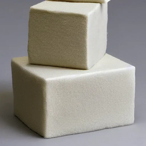 Image similar to abstract cubes sculpture made of soft cotton texture style by August Rodin