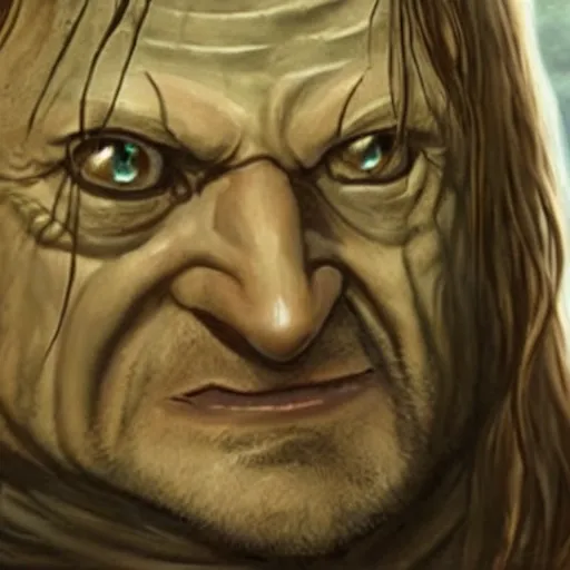 Image similar to boromir wearing the ring of power, demonic, as gollum in lord of the rings by peter jackson