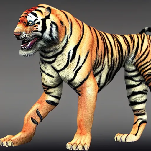 Image similar to monster dog tiger fusion cosmic horror made of angles drooping skin hyper realistic