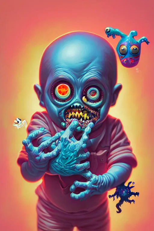 Prompt: a baby zombie in a pocket, tristan eaton, victo ngai, artgerm, rhads, ross draws