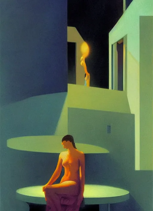 Image similar to woman at a traffilc in space light Edward Hopper and James Gilleard, Zdzislaw Beksinski highly detailed