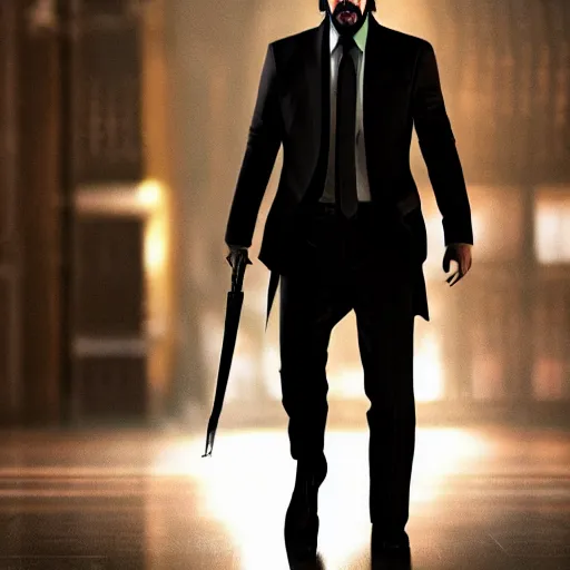 Prompt: john wick crossover with assassin's creed, atmospheric lighting, volumetric lighting, sharp focus, 6 0 0 0 k,