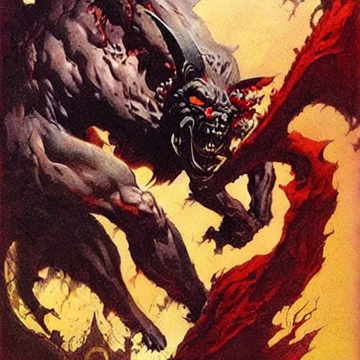 Image similar to demon by Frank Frazetta,fantasy artwork,bold,striking,masterpiece!!!!!!!!!!!!!!!!!!!