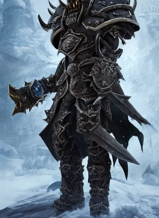 Prompt: а fantasy Lich King inspired blizzard games, full body, detailed and realistic, 4k, trending on artstation, octane render