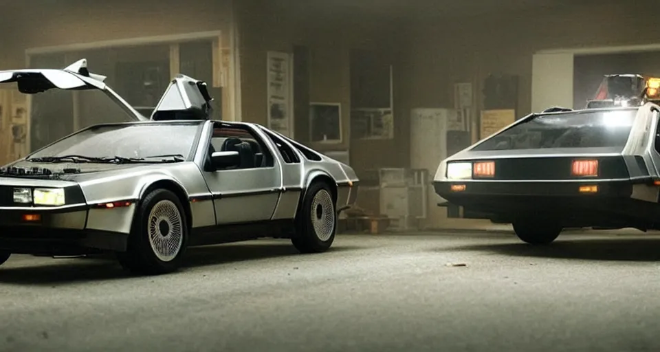 Image similar to the delorean in the upside - down from stranger things