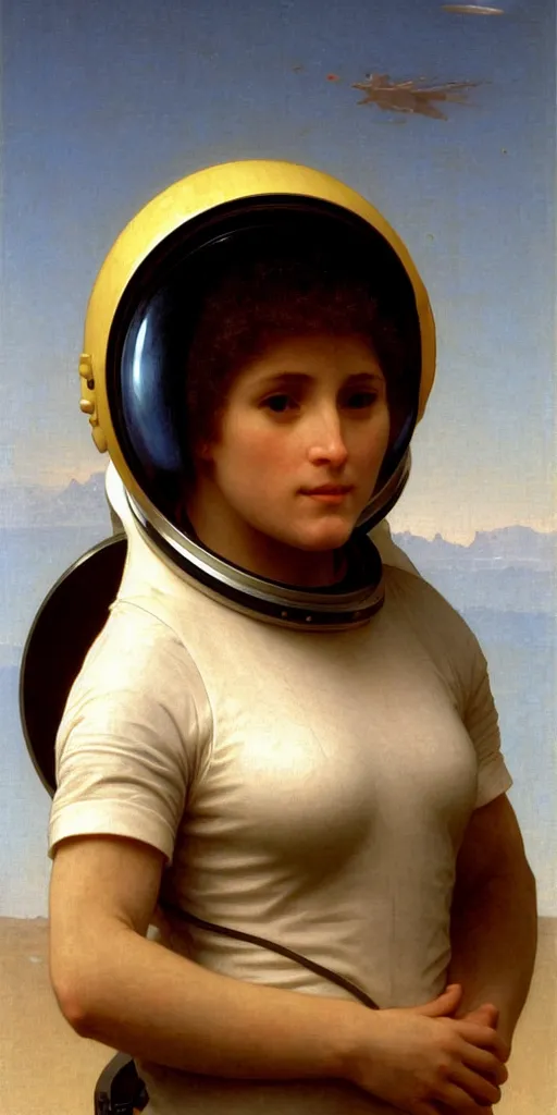 Prompt: portrait of an ancient human species in astronaut helmets, by bouguereau