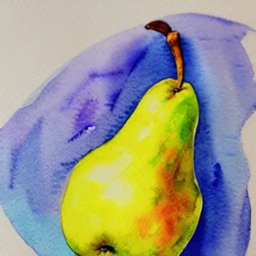 Image similar to a high detail watercolor of anime pear