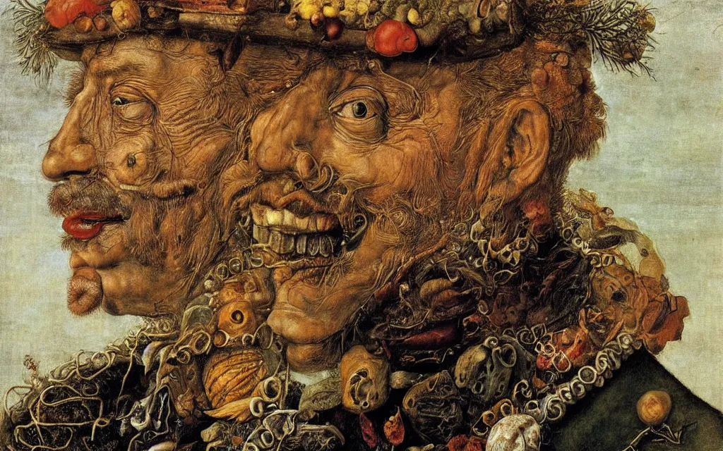 Image similar to giuseppe arcimboldo's portrait of captain jacques - yves cousteau