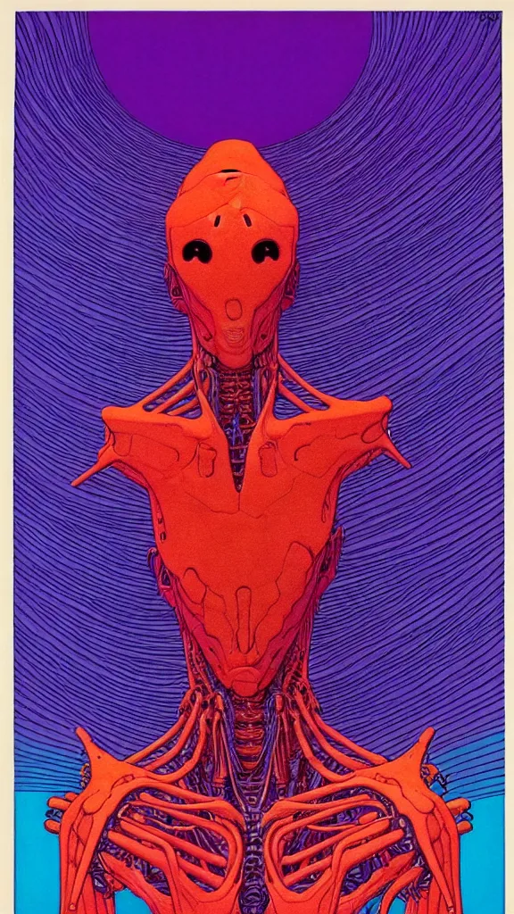 Image similar to ( ( ( ( a humanoid creature from another planet. ) ) ) ) by mœbius!!!!!!!!!!!!!!!!!!!!!!!!!!!, overdetailed art, colorful, artistic record jacket design