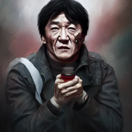 Prompt: Jackie Chan as a zombie, by WLOP, detailed, realistic, trending on artstation