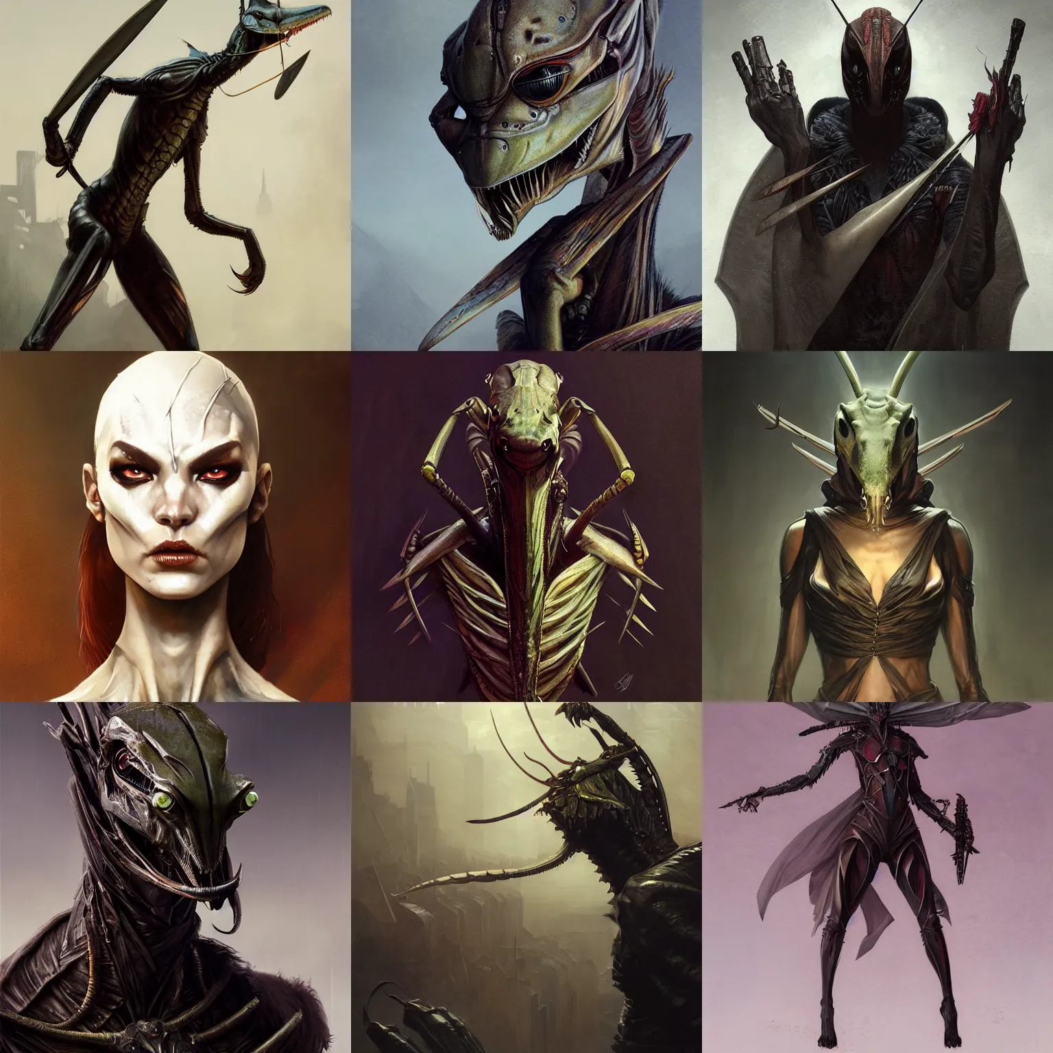 portrait of an anthropomorphic mantis assassin, sharp | Stable ...