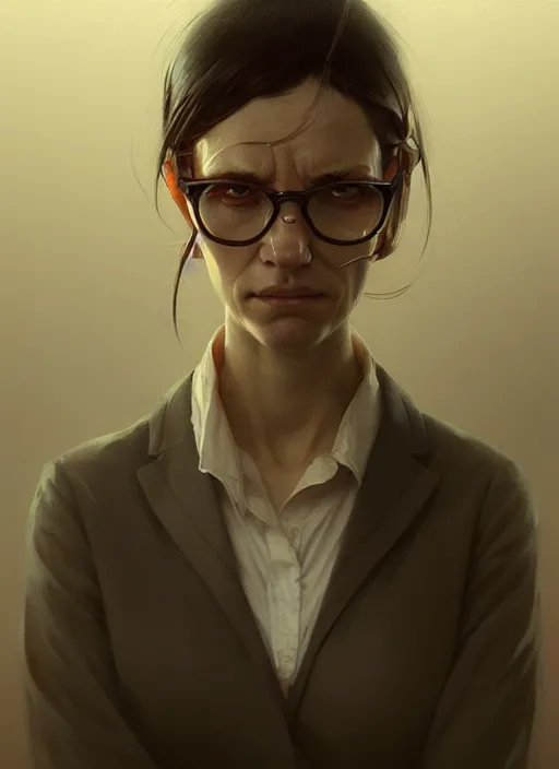 Image similar to portrait of stressed employee, tired, exhausted, highly detailed, digital painting, concept art, smooth, sharp focus, illustration, art by greg rutkowski