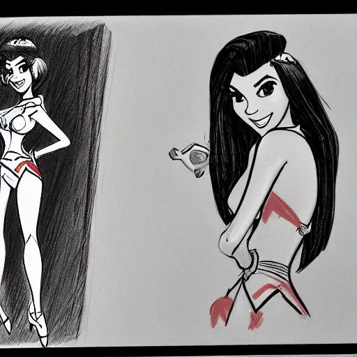 Image similar to milt kahl sketch of victoria justice with kim kardashian body as princess daisy