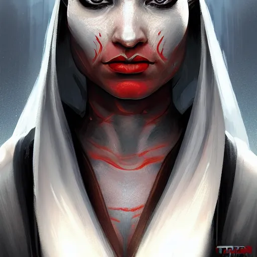 Prompt: portrait of a Darth Talon by Greg Rutkowski, she is about 20 years old, wearing white robes, Star Wars Expanded Universe, highly detailed portrait, digital painting, artstation, concept art, smooth, sharp foccus ilustration, Artstation HQ