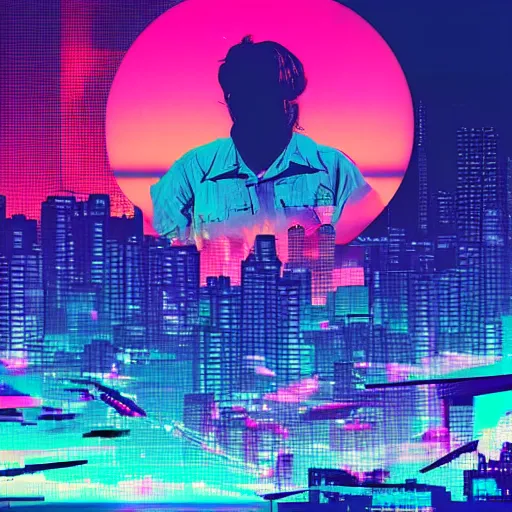 Image similar to debris of broken computer screens, synthwave, retrowave