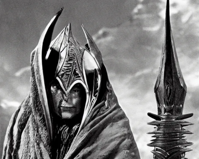 Image similar to vintage photograph of sauron from lord of the rings