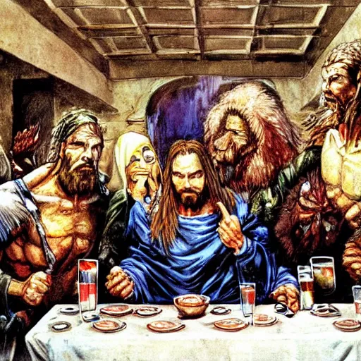 Prompt: The Last Supper by Simon Bisley