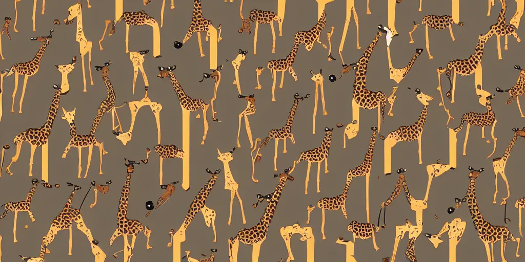 Prompt: giraffe army, illustration, cartoon