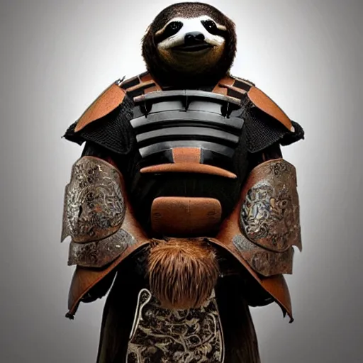 Prompt: anthropomorphic sloth in samurai armor