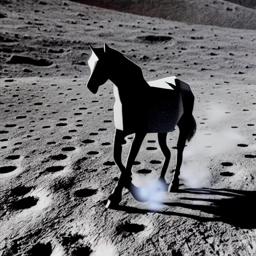 Image similar to A horse walking on the moon, photo