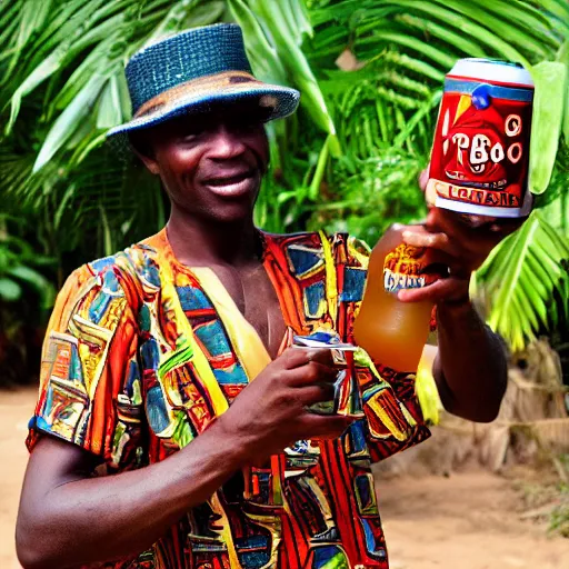 Prompt: bongo man drinking bongo beer on bongo style africa bongo people and love, realistic photo, surreal place