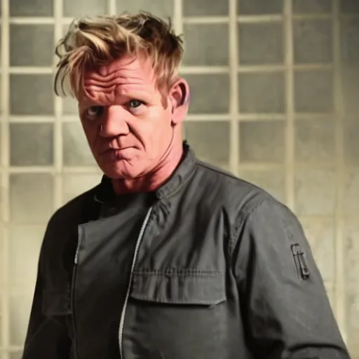 Image similar to A still of Gordon Ramsay as The Terminator, george orwell