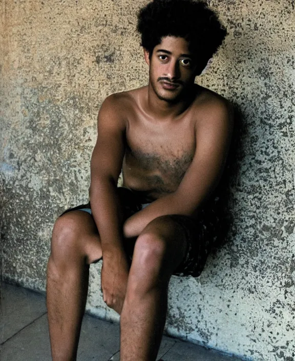 Image similar to portrait of alfred enoch photographed by nan goldin