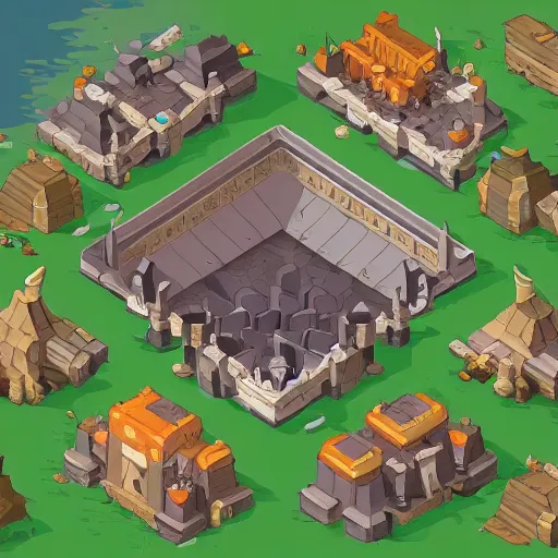 Image similar to A high detailed isometric vector art presenting an aerial view of a RPG room by dofus, Bastion, Transistor, pyre, hades, Patreon content, containing tables and walls, HD, straight lines, vector, grid, dnd map, map patreon, fantasy maps, foundry vtt, fantasy grounds, aerial view ,dungeondraft , tabletop, inkarnate, dugeondraft, roll20