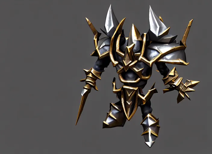 Prompt: metallic spiked shoulder pauldrons, stylized stl fantasy miniature, 3 d render, activision blizzard style, hearthstone style