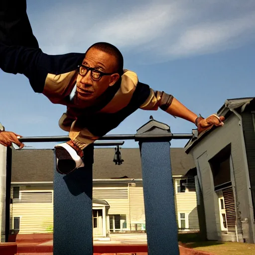 Prompt: gus fring doing parkour