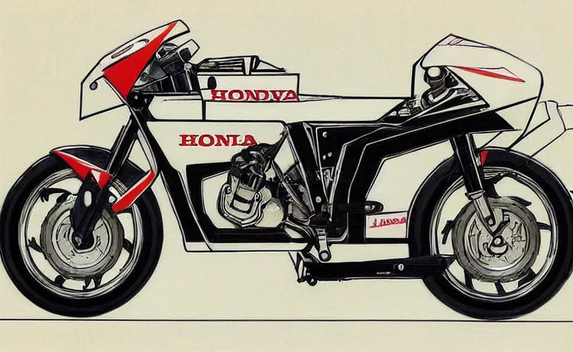 Image similar to 1 9 8 0 s honda race motorcycle concept art, art,