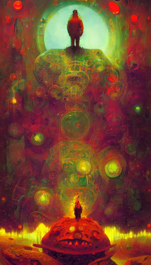 Image similar to portrait of a digital shaman, by paul lehr,