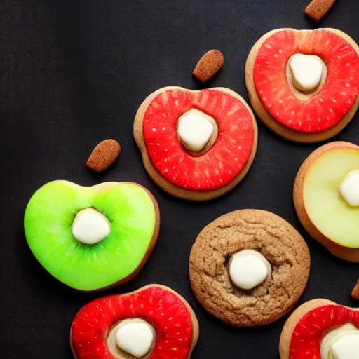 Prompt: apple fruit made out of cookies