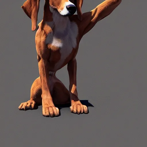 Prompt: dog stand on his hands. artstation