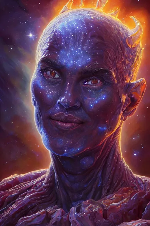 Image similar to beautiful oil painting with high detail of a wise Space ent(((Melting))) made of stars and plasma, hybrid from dungeons and dragons and art direction by James Cameron ;by artgerm; wayne reynolds art station; cinematic quality character render; low angle; ultra high quality model; production quality cinema model