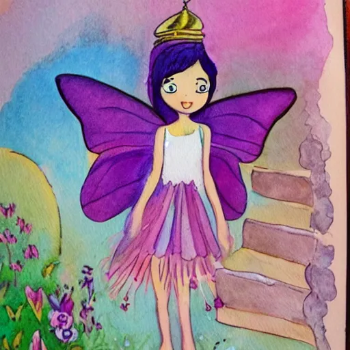 Prompt: a cute young cartoon fairy of middle eastern descent for a children's story book, watercolour, best seller